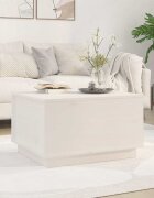 vidaXL Кафе маса бяла 60x50x35 см борово дърво масив