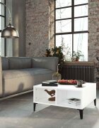 vidaXL Кафе маса бяла 60x60x30 см инженерно дърво