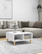 vidaXL Кафе маса бяла 60x60x30 см инженерно дърво