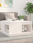 vidaXL Кафе маса бяла 60x61x325 см борово дърво масив