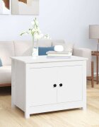 vidaXL Кафе маса бяла 71x49x55 см борово дърво масив