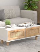 vidaXL Кафе маса бяла 80x40x30 см инженерно дърво и бор масив