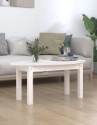 vidaXL Кафе маса бяла 80x40x35 см борово дърво масив