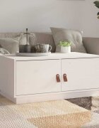 vidaXL Кафе маса бяла 80x50x35 см борово дърво масив