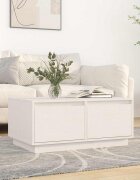 vidaXL Кафе маса бяла 80x50x35 см борово дърво масив
