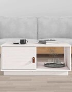 vidaXL Кафе маса Бялa 80x50x355 см борово дърво масив