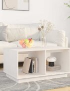 vidaXL Кафе маса бяла 80x50x40 см борово дърво масив