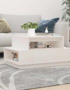 vidaXL Кафе маса бяла 80x55x405 см бор масив