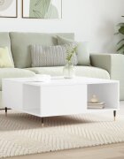 vidaXL Кафе маса бяла 80x80x365 см инженерно дърво