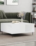 vidaXL Кафе маса бяла 80x80x365 см инженерно дърво
