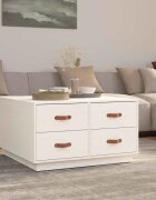 vidaXL Кафе маса бяла 80x80x45 см борово дърво масив