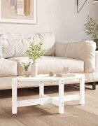 vidaXL Кафе маса бяла 87x48x35 см борово дърво масив