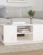 vidaXL Кафе маса бяла 90x49x405 см борово дърво масив