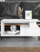 vidaXL Кафе маса бяла 90x49x45 см инженерно дърво