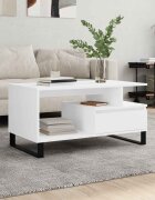 vidaXL Кафе маса бяла 90x49x45 см инженерно дърво