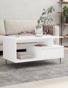 vidaXL Кафе маса бяла 90x49x45 см инженерно дърво