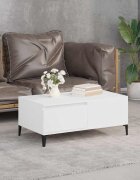 vidaXL Кафе маса бяла 90x50x365 см инженерно дърво