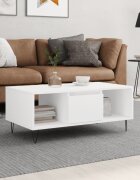 vidaXL Кафе маса бяла 90x50x365 см инженерно дърво
