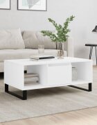 vidaXL Кафе маса бяла 90x50x365 см инженерно дърво