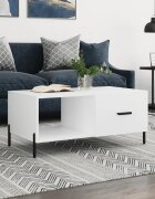 vidaXL Кафе маса бяла 90x50x40 см инженерно дърво