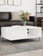 vidaXL Кафе маса бяла 90x60x35 см инженерно дърво