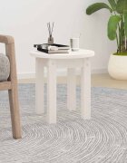 vidaXL Кафе маса бяла Ø 35x35 см борово дърво масив