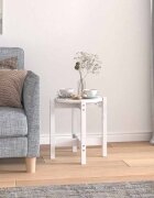 vidaXL Кафе маса бяла Ø 425x45 см борово дърво масив
