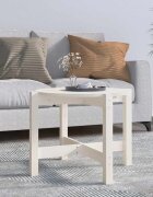 vidaXL Кафе маса бяла Ø 625x45 см борово дърво масив