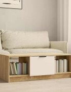vidaXL Кафе маса бяло и дъб сонома 102x50x36 см инженерно дърво