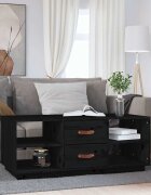 vidaXL Кафе маса черен 100x50x41 см борово дърво масив