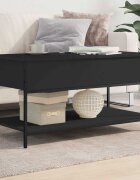 vidaXL Кафе маса черна 100x50x50 см инженерно дърво и метал