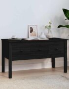vidaXL Кафе маса черна 102x49x55 см борово дърво масив