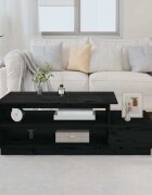 vidaXL Кафе маса черна 120x50x405 см борово дърво масив