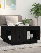 vidaXL Кафе маса черна 60x61x325 см борово дърво масив