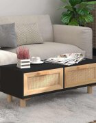 vidaXL Кафе маса черна 80x40x30 см инженерно дърво и бор масив