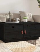 vidaXL Кафе маса чернa 80x50x35 см борово дърво масив