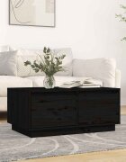 vidaXL Кафе маса черна 80x50x35 см борово дърво масив