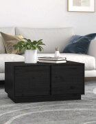 vidaXL Кафе маса черна 80x50x40 см борово дърво масив