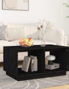 vidaXL Кафе маса черна 80x50x40 см борово дърво масив