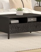 vidaXL Кафе маса черна 80x54x40 см мангово дърво масив