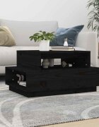 vidaXL Кафе маса черна 80x55x405 см борово дърво масив