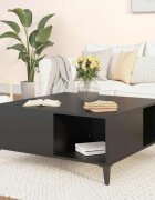 vidaXL Кафе маса черна 80x80x365 см инженерно дърво