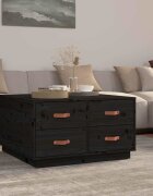 vidaXL Кафе маса черна 80x80x45 см борово дърво масив