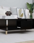 vidaXL Кафе маса черна 90x50x365 см инженерно дърво