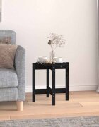 vidaXL Кафе маса черна Ø 425x45 см борово дърво масив