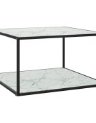 vidaXL Кафе маса черна с бяло мраморно стъкло 90x90x50 см