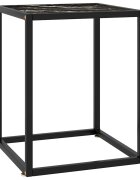 vidaXL Кафе маса черна с черно мраморно стъкло 40x40x50 см
