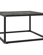 vidaXL Кафе маса черна с черно мраморно стъкло 60x60x35 см