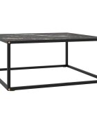 vidaXL Кафе маса черна с черно мраморно стъкло 80x80x35 см