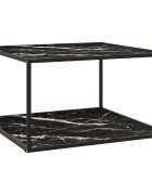 vidaXL Кафе маса черна с черно мраморно стъкло 90x90x50 см